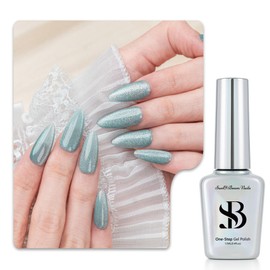 Sun&Beam Nails One-Step Gel Nail 3 in 1 Magnetic Gel 12ml | Integrated Base & Top, UV Light Compatible, Easy Off, High Color & Lasting (#586 Misty Blue)