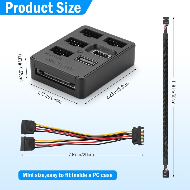 Internal USB Hub 5 Ports with Motherboard Splitter - USB