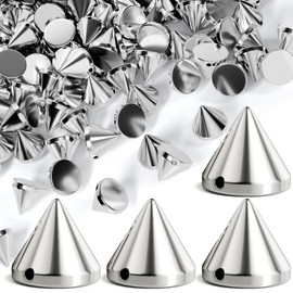 Deozu 100 Pcs Silver Spike Cone Studs, Punk Rivets Spikes for Clothes, Studs and Spikes Accessories for Clothing, Leather, Shoes, Crafts (8mm)