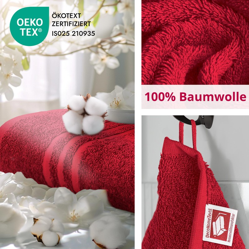 DecoHomeTextil Hand Towel Set, 6 Guest Towels in Bordeaux Red,