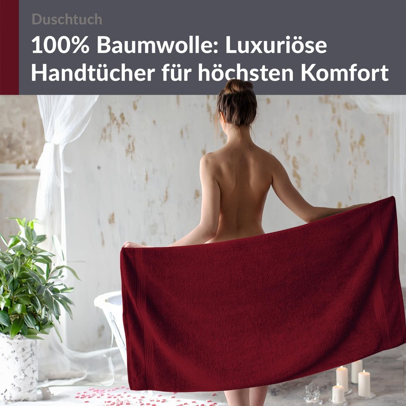Lashuma Shower Towel, 70 x 140 cm, Bath Towel, Ruby