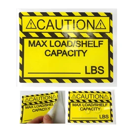 Pallet Rack Capacity Labels 3×4 Inch Caution MAX Load/Shelf LBS Warning Stickers - 25 Pcs/Pack Industrial Strength Sticker for Warehouse Safety