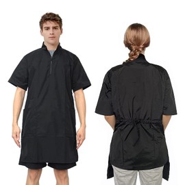 Gliitatu Dog Grooming Smock for Women Men Groomer Smock Hairdresser Barber Smock Jackets Apron Short Sleeve (2XL-Large)