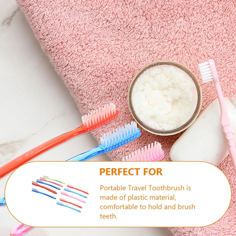 Healeved 10pcs Large Head Travel Toothbrushes for Adults Firm Plastic
