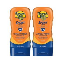 Banana Boat Sport Ultra, loción protectora solar de amplio espectro, SPF 100, 4 onzas (paquete de 2)