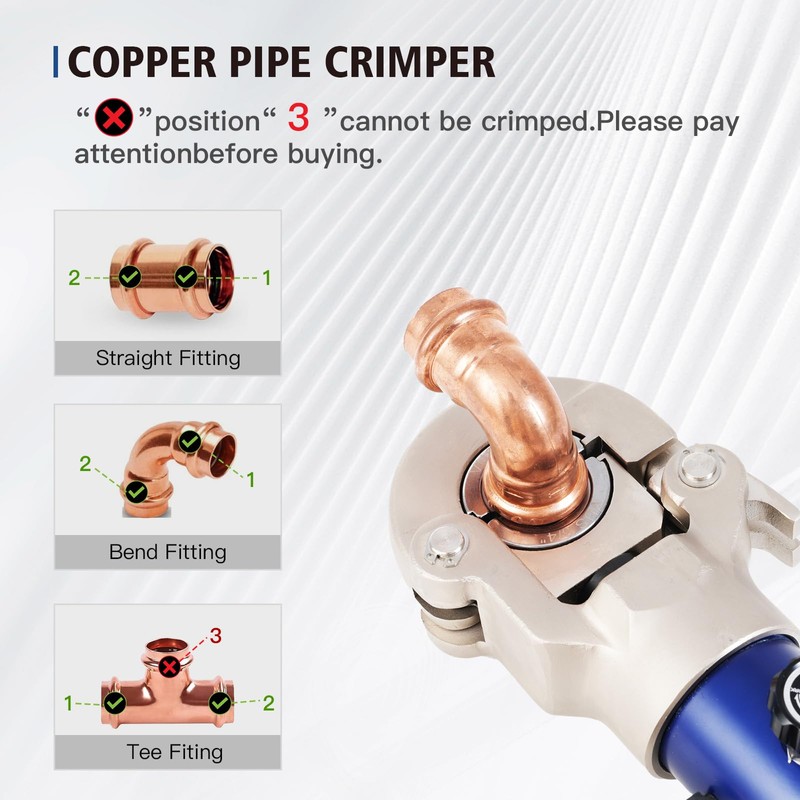 BANCHEE Hydraulic Copper Tube Fittings Crimping Tool with 1/2,3/4 and