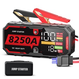 2025 Ozarc 8250A Heavy Duty Portable Jump Starter | USB-C Fast Charging, 3.7" LED Smart Display, IP65 Waterproof, -40°F Extreme Weather Ready, 10 Advanced Protection Systems, Super LED Light 400 Lumen