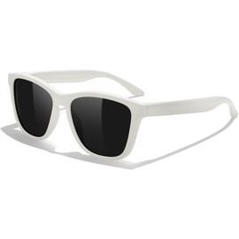 KANASTAL Polarised Sunglasses Men Women Classic Rectangle Sunglasses UV400 Protection Retro Unisex Glasses for Travel Hiking and Everyday Use, M-Beige White/Polarized