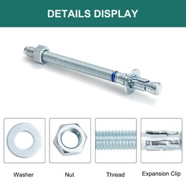 HROMIGRY 3/8" x 5" Concrete Anchors (15 Pack) 3/8 inch Wedge Anchors Bolts Zinc Plated