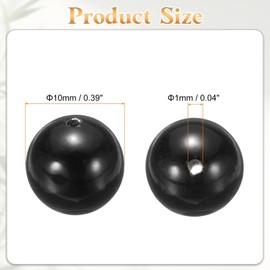 HARFINGTON 100pcs Natural Stone Beads 10mm Black Agate Round Gemstone Stone Loose Beading Real Genuine Smooth Balls Bead for Jewelry Making Bracelets Necklace Earrings DIY