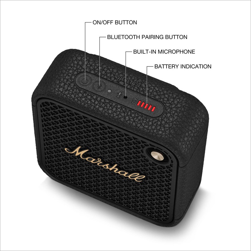 Marshall Willen II Bluetooth Portable Speaker - Black & Brass