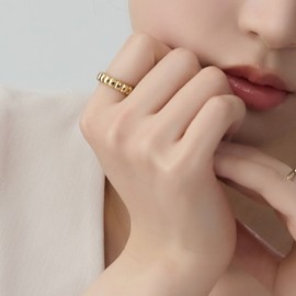 Gold&Dear 14KGP Volume Square Line Ring White Gold M (No. 13) / 골드앤디어 14KGP 볼륨 스퀘어 라인 반지 화이트골드  M (13호)