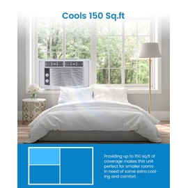 5,000 BTU Window Air Conditioner - Cool up to 150 Sq. Ft. with Easy-to-Use Mechanical Controls and Reusable Filter, Perfect for Small Bedroom, Living Room, Home Office, White