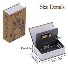 Tissting Book Safe with Combination Lock, 18 x 12 x 5.5 cm Real Pages Book Safe Hidden Lockable Code Lock Book Safe for Money Cash Jewellery (London #3)