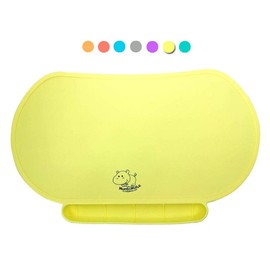 Silicone Children's Place Mat - Baby Mumbo | Food-Grade Quality with Unique Raised Edges for Spill Prevention | Lightweight, Portable, and Spill-Proof Tray (Yummy Yellow)