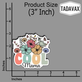 (3Pcs) Cool Mama Floral Funny Sticker, Pretty Mom Mama Decal, Celebrate Your Mom Gigi Love, Gifts for Grandma Mum Decoration for Books Laptops Phones Waterproof Vinyl for Water Bottle Stickers 3 Inch