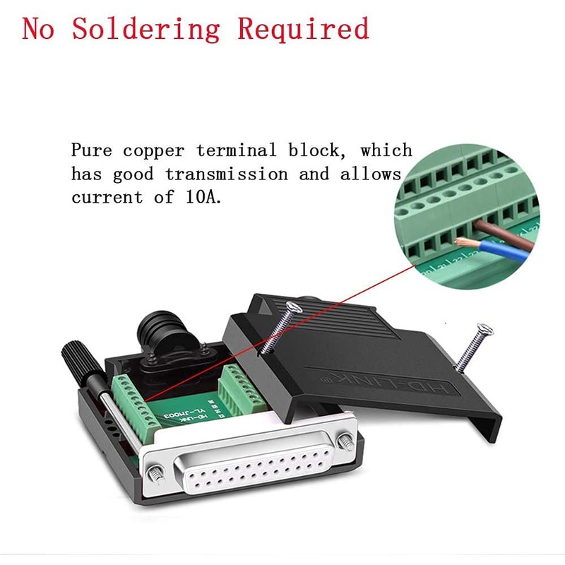 PENGLIN DB25 Solderless RS232 D-SUB Series Adapter, 16mm Thin 25