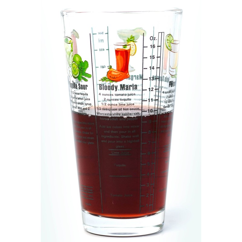14 oz Recipe Glass Cocktail Shaker With Strainer Top -