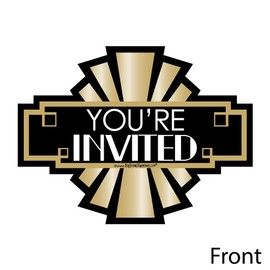 Big Dot of Happiness Roaring 20's - Shaped Fill-In Invitations - 1920s Art Deco Jazz Party Invitation Cards with Envelopes - Set of 12