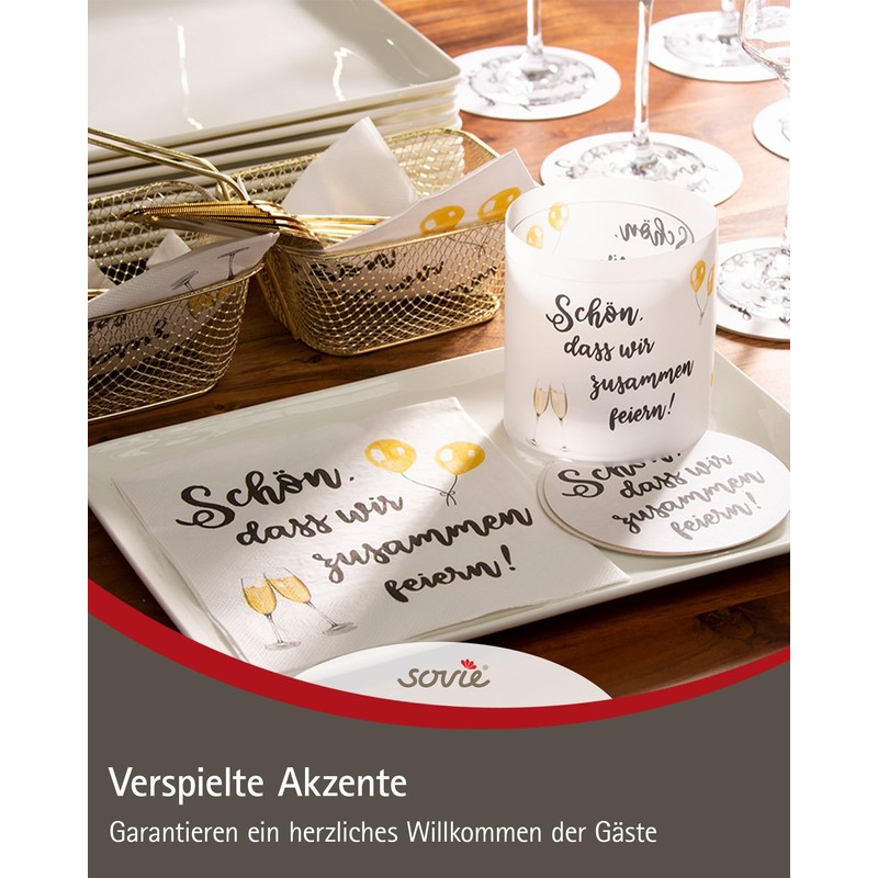 Sovie HORECA serwetki Schön, dass wir zusammen feiern/Champagner | kieliszek