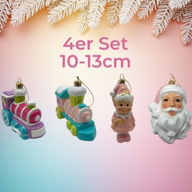 MC-Trend 4 Plastic Christmas Tree Figures - 10-13 cm Tall, Perfect Christmas Decoration and Christmas Tree Decorations for Festive Mood Christmas Tree Bauble Funny (Assortment 1)