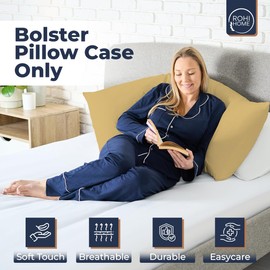 Rohi Bolster Pillow Cases - Soft Polycotton Body Pillow Cover – Breathable & Hypoallergenic Long Pillow Cover (3ft (36") Single Bed, Latte)