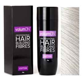 Volumon Professional Hair Building Fibres, Hair Loss Concealer, Cotton, 28 g, Up to 30 Get Use, From 8 Hair Shades Colours Choose (White)