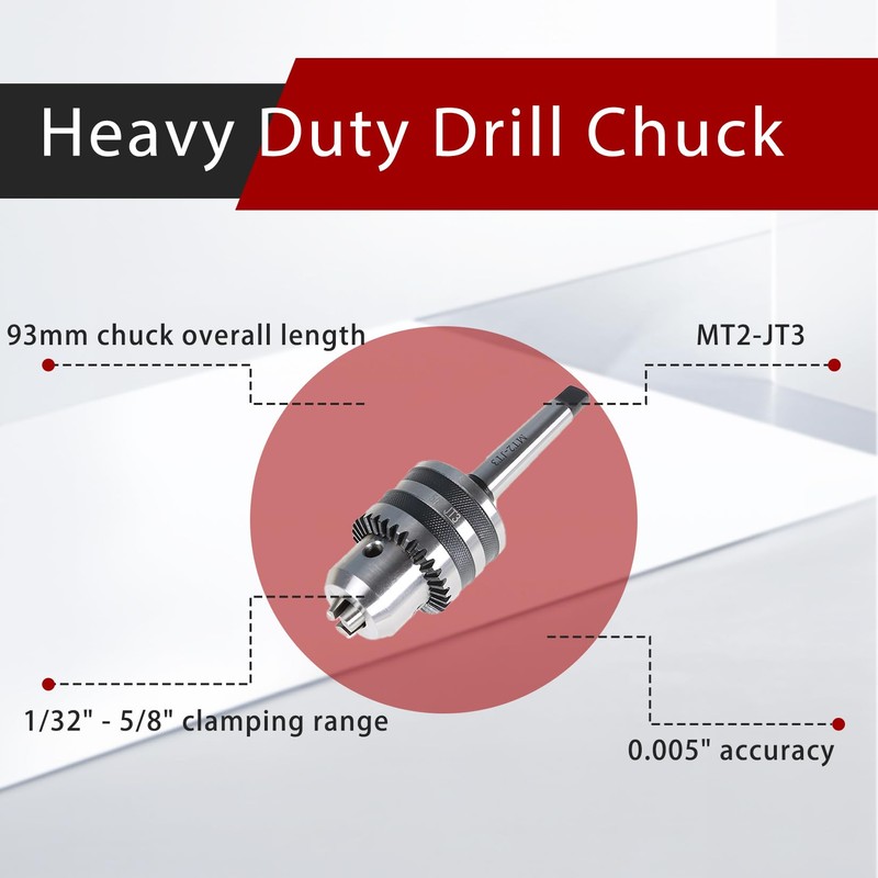 findmall 1/32-5/8 Heavy Duty Drill Chuck with MT2 Shank Chuck
