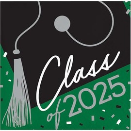 School Spirit Green Class of 2025 Beverage Napkins, 108 Count