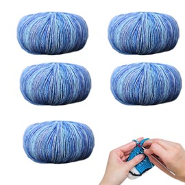 Variegated Yarn - Multicolored Gradient Cotton Medium-Thick - 5X Comfortable Soft Yarn Cakes for Crocheting, Scarf Shawl Yarn for Hand Crocheted Knitting Handicrafts