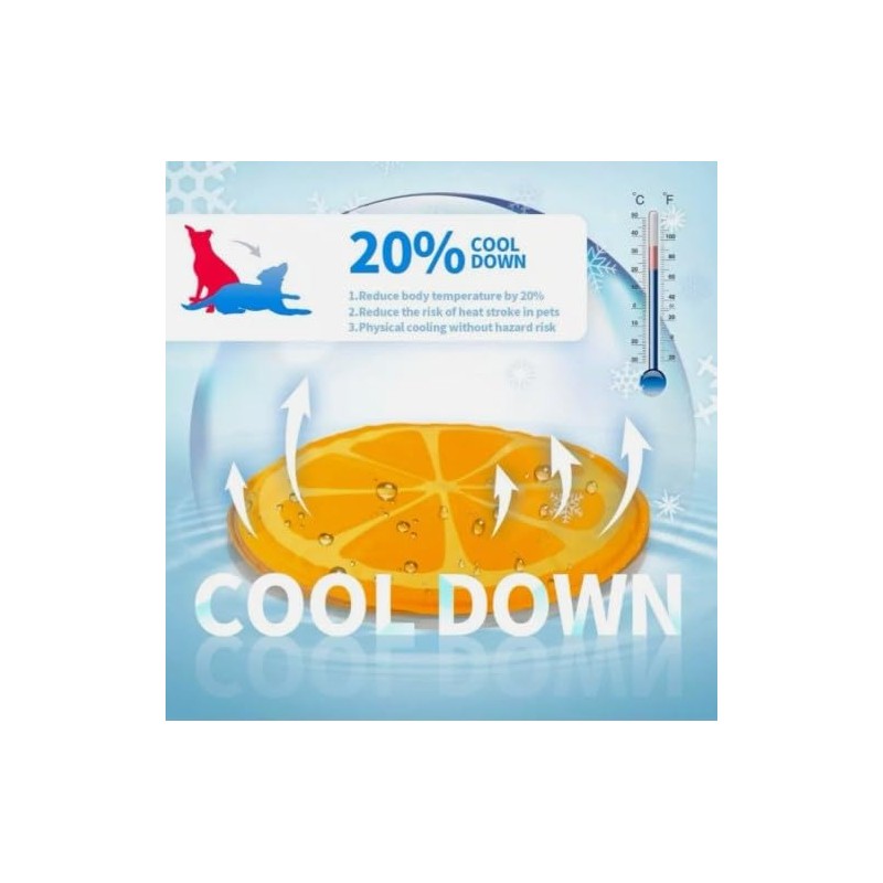 Pet Cooling Mat, Orange Design, 60 cm Diameter, Temperature Reducing