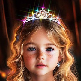 DRESBE Light Up Rhinestone Crowns LED Crystal Tiara Headband Glow Party Princess Hair Accessories for Women and Girls