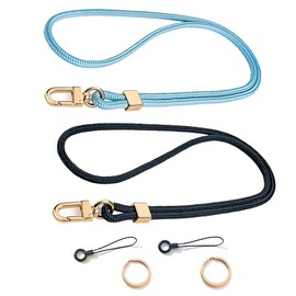 WOXJENA Lanyard, Nylon Lanyards, Neck Lanyard with Rotating Metal Clip, Long Wrist Paracord Key Ring with Carabiner for ID Card Holder, Pack of 2, black