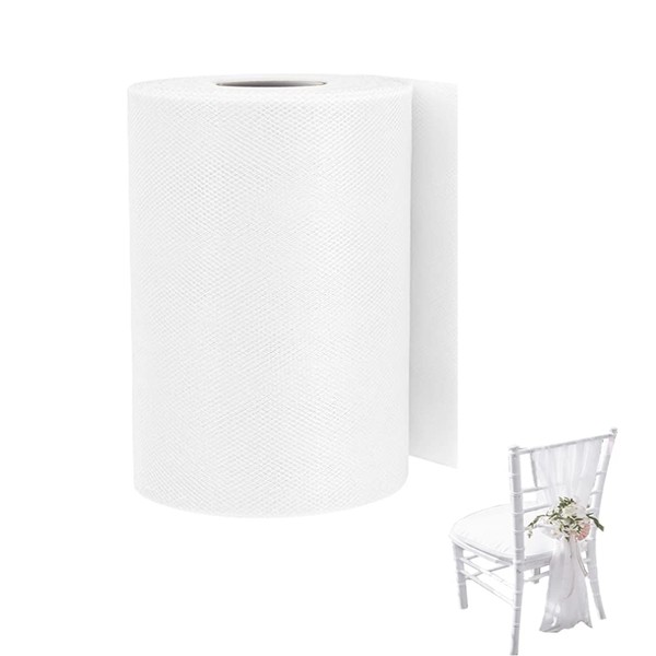 Vasemele 15 cm x 100 yards Tulle Fabric Roll White