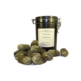 Flowering Tea Artisan Gift Caddy Carnation Strong Stem 15 Tea Balls in Airseal Caddy by TeaCakes of Yorkshire