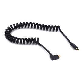 Kework Coiled USB 3.1 Type C Cable, USB C Male to 90 Degree Left & Right Angle USB C Male Coiled Spring Spiral Cable, 3A & 10Gbps Sync Charging & Data Cord, Stretched 1.8M (Straight to Left & Right)