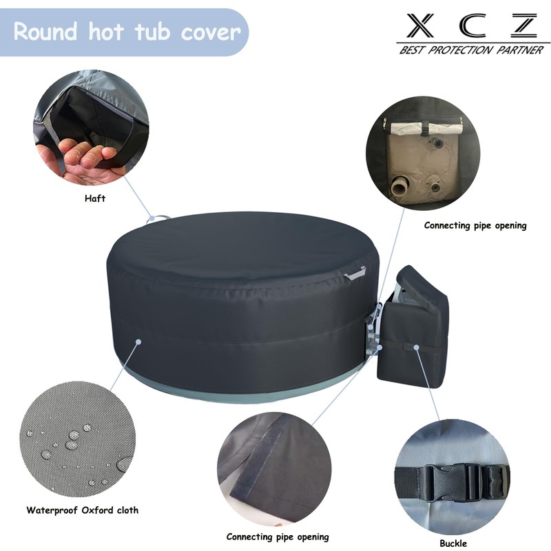 79''x28.3'' Round Insulated Hot Tub Cover with Dedicated Pump Cover