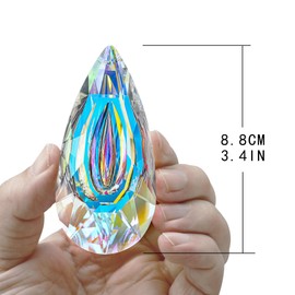 Set 2,89mm/3.5in Hanging Chandelier Crystals Prisms Suncatcher for Window Ornament Chandelier Parts Rainbow Maker for Home Garden Decor (Crystal AB)