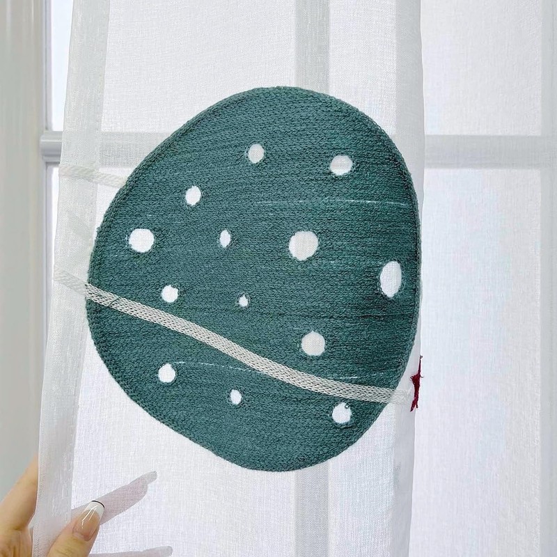 YIPINXIU White Rocket Stars Sheer Curtains for Kids Room Planet