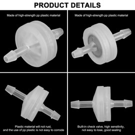 M METERXITY 3-Pack One Way Check Valve, 1/8" Barb Hose Non Return Plastic Pressure Ozone Resistance Air Valve for Fue/Oil/Water/Air/Gas 1.23" [Clear]