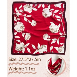Clysoru Scarfs For Women Vibrant Colors Scarves Lightweight And Silky Square Scarf 27.5 * 27.5 in (Red white flower)