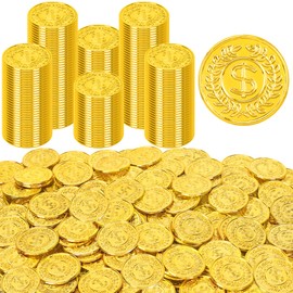 120 PCS Gold Coins, 1.4 in Plastic Gold Coins, 0.08 in Thick Fake Coins Pirate Coins Tokens Play Coins for Kids, Pirate Treasure Classroom Reward Adventure Theme Party Supplies for Pirate Party