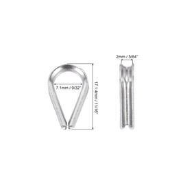 PATIKIL M2 316 Stainless Steel Thimble for 1/16" Dia Wire Rope Cable, 10 Pack 2mm Thimbles Rigging for Lifting Hanging Securing