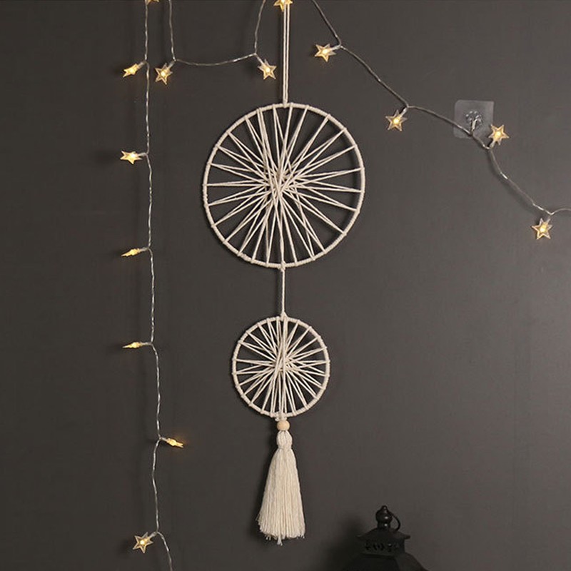 Double Ring Dreams Catcher Bohemian Style Decorations Wall Hand Made