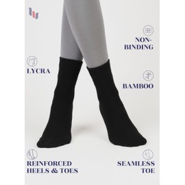 Hugh Ugoli Premium Rayon derived from Bamboo Socks, Extremely Soft, Everyday Use, All Seasons, Thin, Business, Dress, Trouser, Casual, Ankle, 3 Pairs, Black, Shoe Size: 9-12