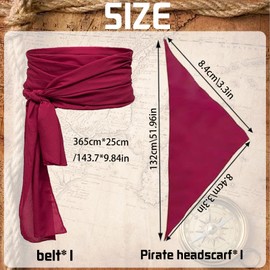 AUNGKWANG Headwrap Tail Bandanas Long Tail Wide Straps Du-rag Head Pirate Hat Bandanas for Women Hip Hop Tail Satin Headscarf Pirate Cap with Long Men's Hat, red
