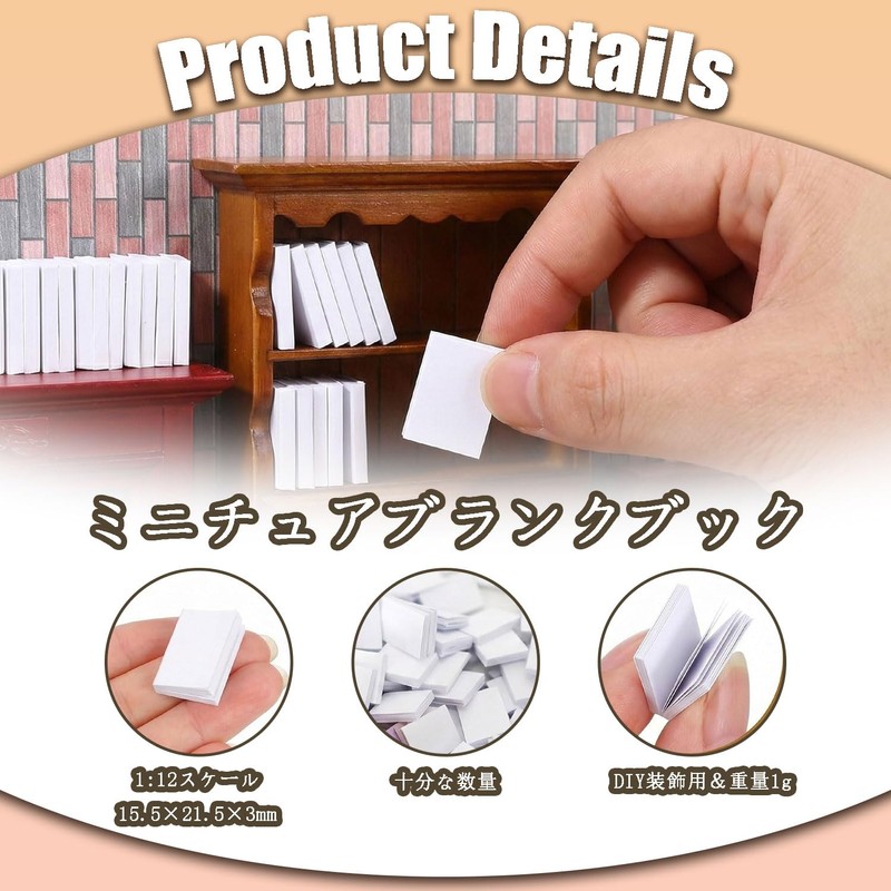 LvYiLinggg 12pcs Miniature Blank Book 1:12 Miniature Blank Book 15.5*21.5*3mm