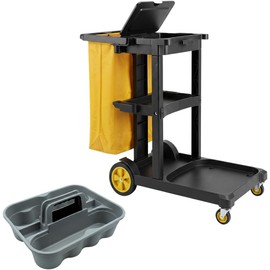 VANLIG Set Carrito Organizador de Limpieza Baltic 3 Niveles Profesional con Bolsa Uso Rudo y Porta Insumos Ideal Hoteles, Oficinas y Negocios para Staff de Limpieza