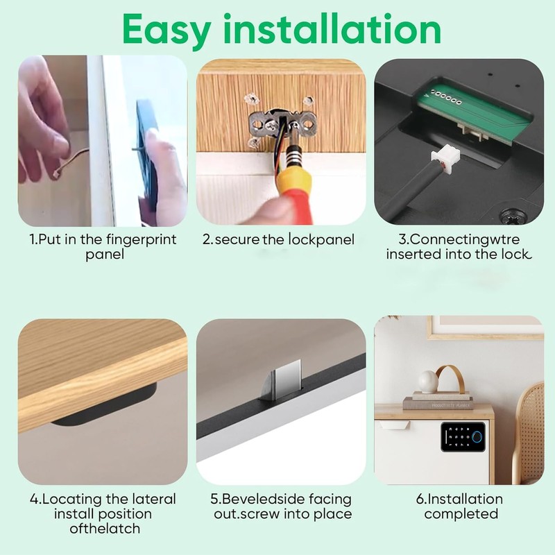 OBO HANDS Smart Drawer Lock - with Fingerprint, RFID Card