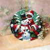 Snowman & Cute Child Ornament 2024 Round Ceramic Ornament Xmas